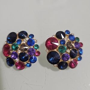 Multicolor Gemstone Cluster Earrings